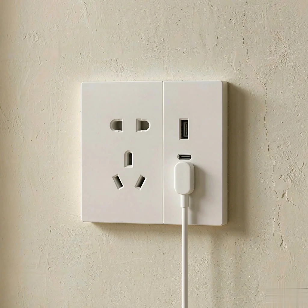 USB charging socket in a hotel guestroom